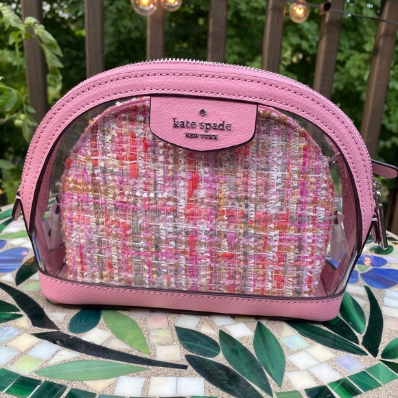 kate spade Handbags - Kate spade clear pink tweed make up case